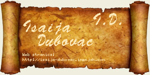 Isaija Dubovac vizit kartica